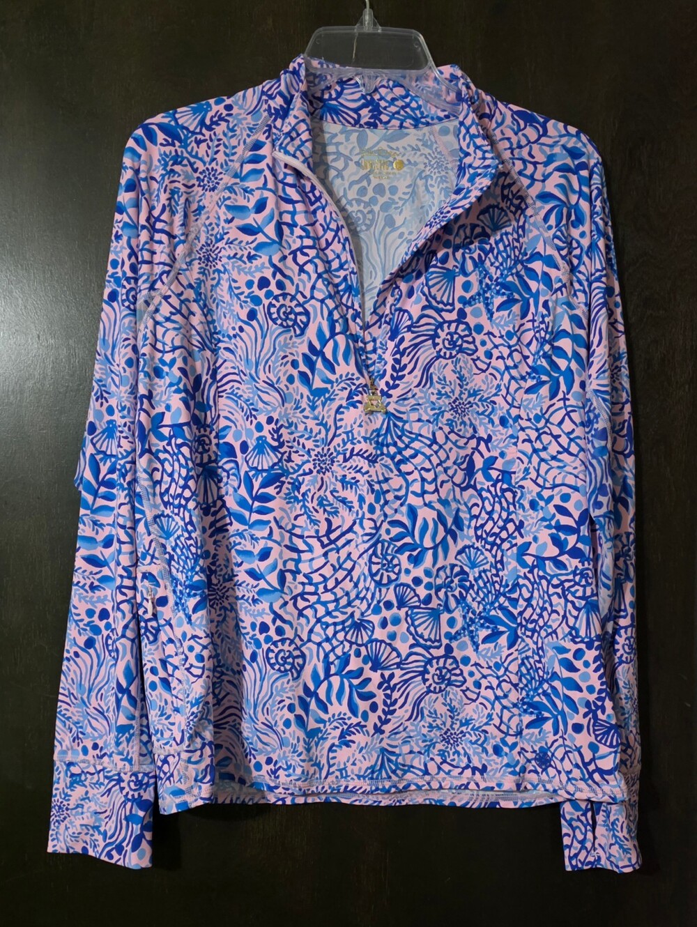 Lilly Pulitzer Calla Lily Pink Luxletic Marion Half-Zip High Tide Sport Top Sz L